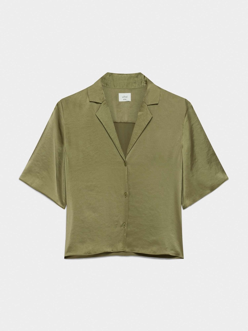 Aritzia Wilfrid Beso Satin Shirt in Olive  - XXL